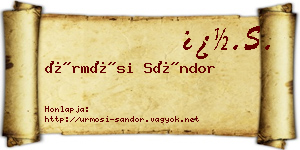 Ürmösi Sándor névjegykártya